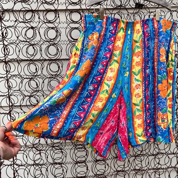 Vintage Koret Volup abstract bold tropical floral stripe lounge shorts - Picture 1 of 5